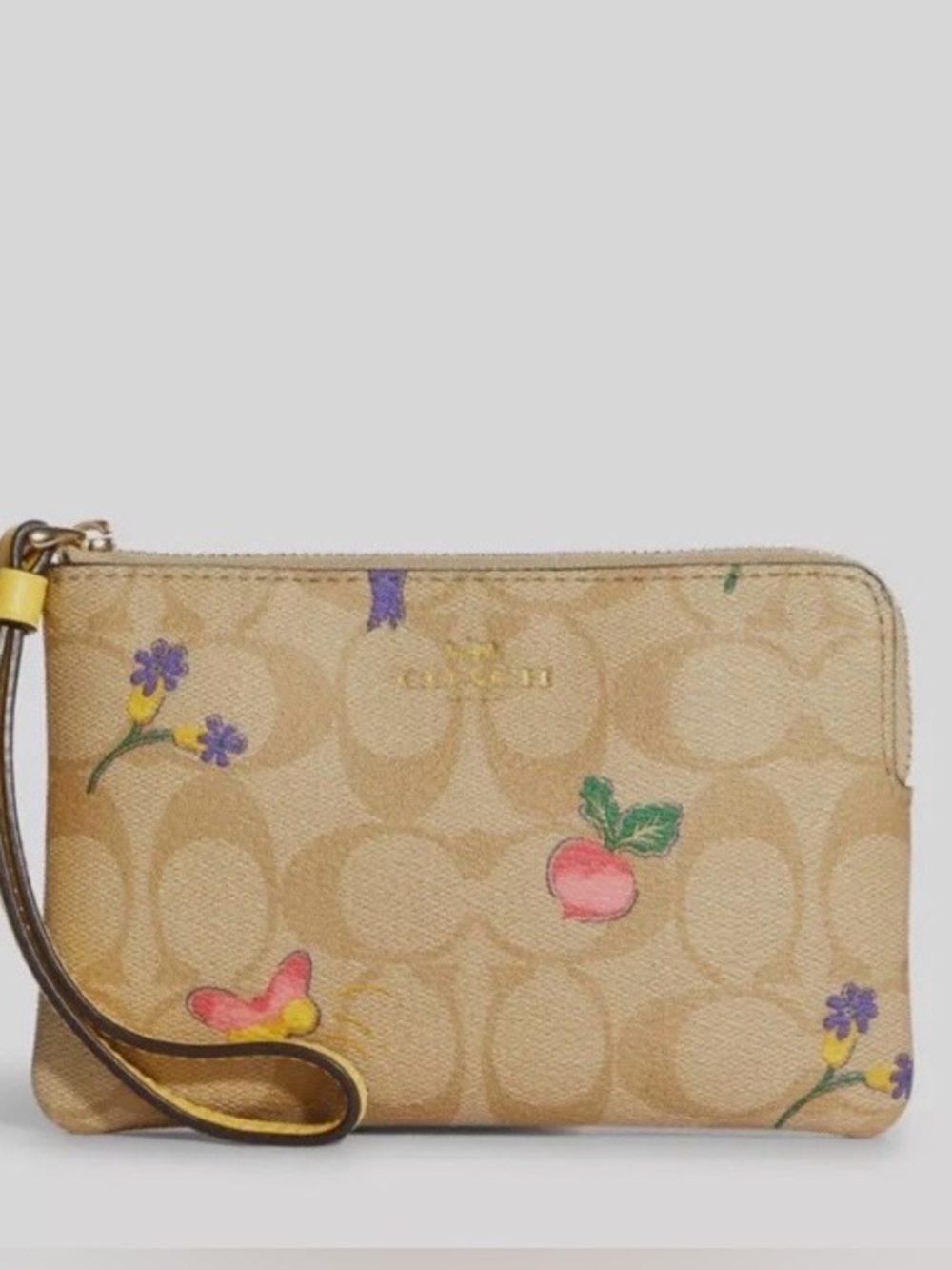 Coach Beige Signature Canvas Crossbody with Yellow Strap & Multicolor Print - Picture 2 of 6